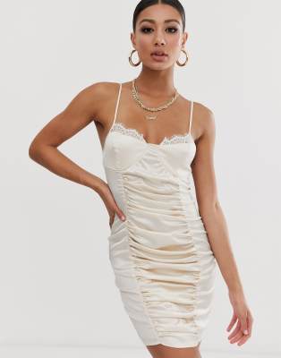 missguided champagne satin dress