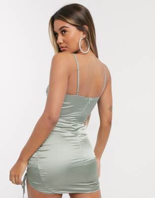 satin sage dress