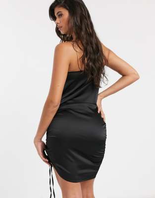 Black satin outlet dress missguided