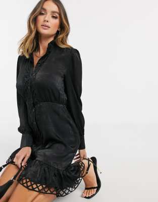 lace shirt dress black