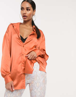 satin orange blouse