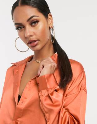 satin orange blouse