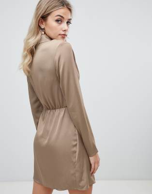 missguided satin wrap dress