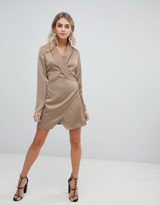 Missguided satin wrap outlet dress