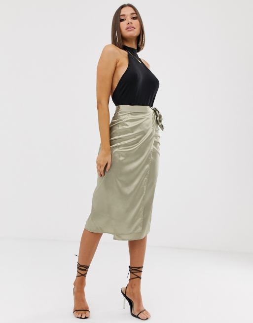 Satin midi skirt discount missguided