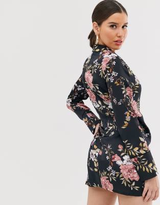 floral satin shirt dress