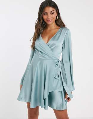 missguided blue satin dress