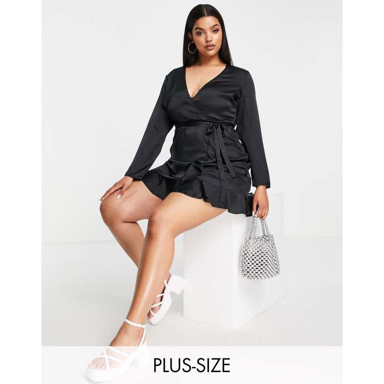 missguided satin wrap dress Satin Wrap Missguided Black Satin Dress Missguided Hammered Satin Wrap Over  D-ring