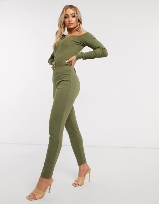 Bedenken Dertig experimenteel Missguided - Schouderloze jumpsuit van joggingstof in groen | ASOS