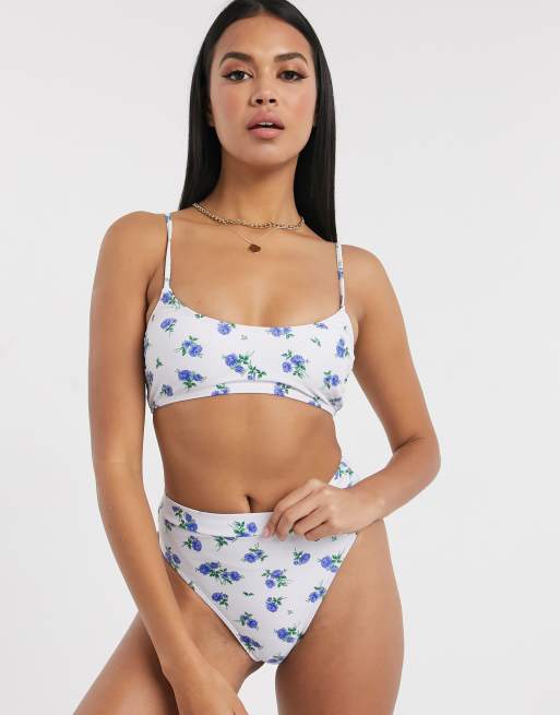 Missguided scoop neck bikini top floral print