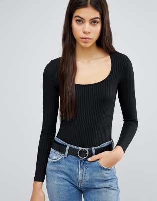 long sleeve scoop neck bodysuit