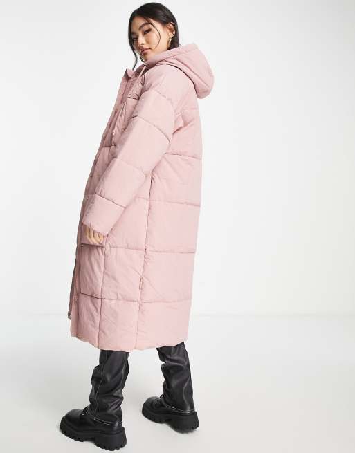 Pink long shop puffer coat