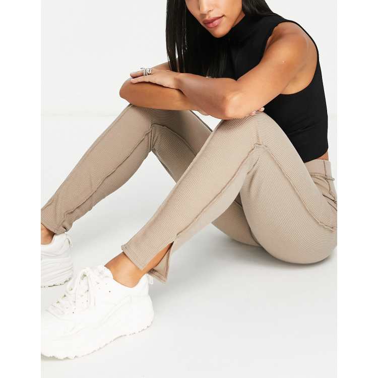 Missguided seamed split legging in brown - BEIGE | ASOS