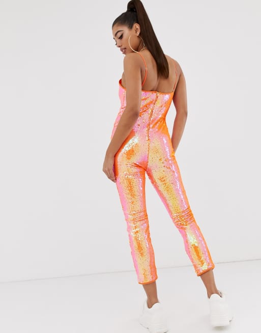 Orange store jumpsuit missguided