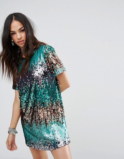 Missguided | Missguided Sequin Oversized T-Shirt Dress