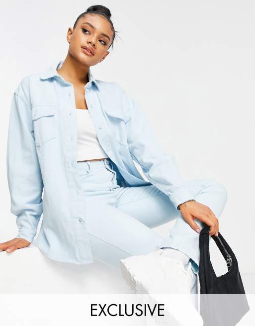 missguided oversized denim shirt