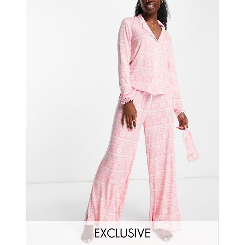 Missguided - Set pigiama da 5 pezzi rosa con stampa esclusiva
