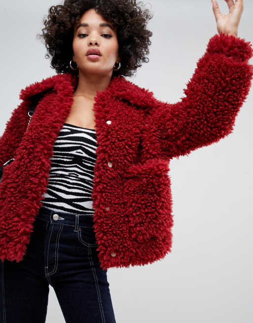 Shaggy red cheap jacket