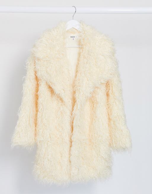 White shaggy outlet faux fur jacket