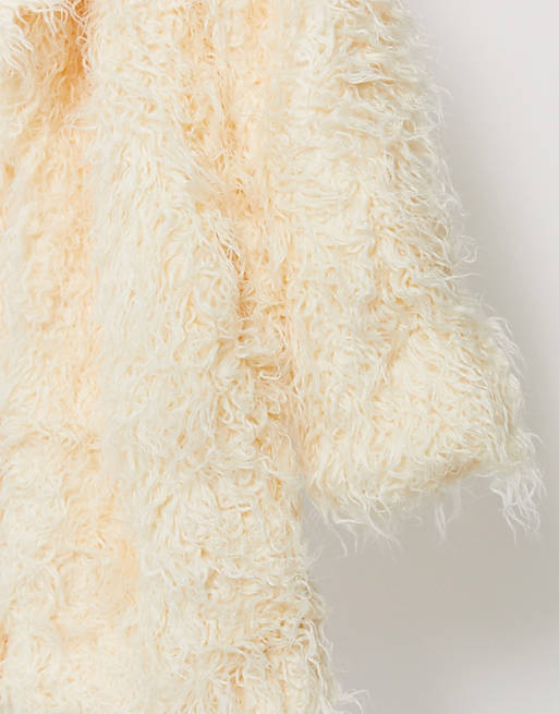 Missguided shaggy faux fur coat in white