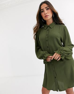 Missguided shirt dress in khaki-Green