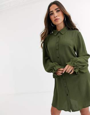 Missguided shirt dress in khaki | ASOS