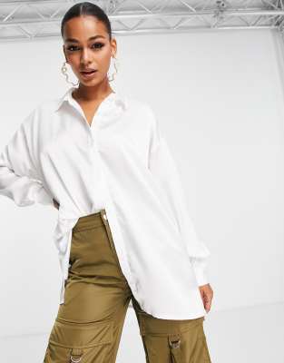 Missguided shirt in white satin