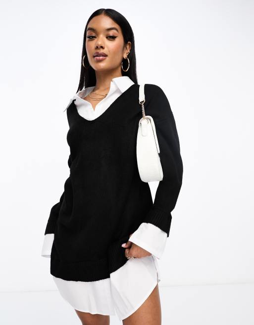 Missguided shirt jumper dress in black ASOS