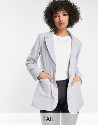 Missguided Tall single breasted blazer in blue