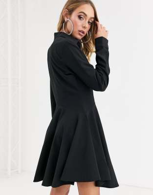 black skater shirt dress