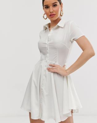 white shirt skater dress