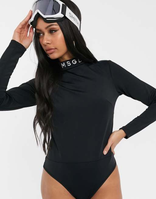 Missguided Ski High Neck Bodysuit In Black