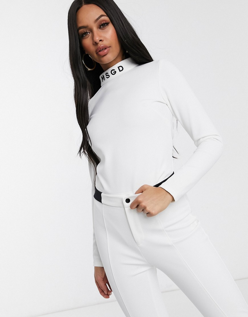 Missguided ski base layer body with high neck in white
