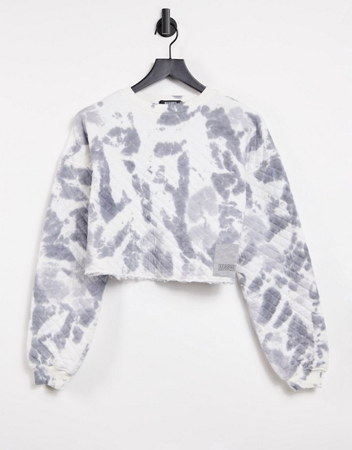 Missguided co-ord quilted crop sweatshirt in tie dye