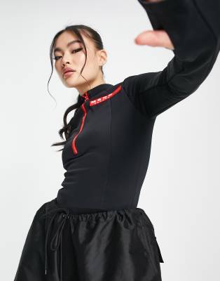 Msgd Ski Black Slogan Long Sleeve Bodysuit, Black from Missguided on 21  Buttons