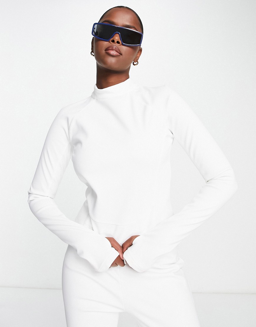Missguided Ski long sleeve top in white
