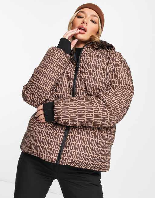 Missguided Ski reversible puffer jacket in brown