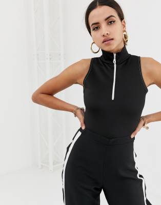 black zip bodysuit