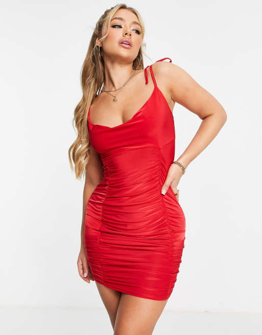 Missguided red cheap bodycon dress