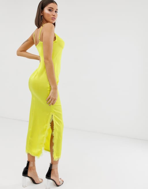 Missguided slip dress in satin with lace trim, 2 of 4