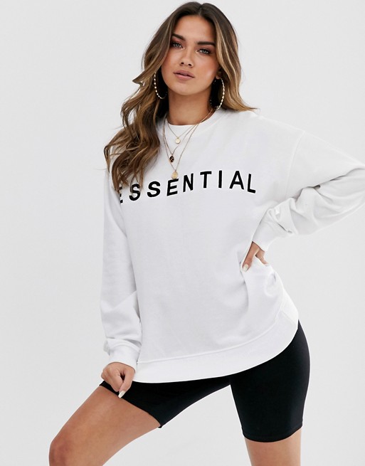 Missguided slogan sweatshirt in white