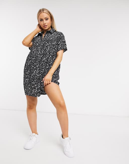 Missguided - Smock-skjortekjole i småblomstret print, 4 af 4
