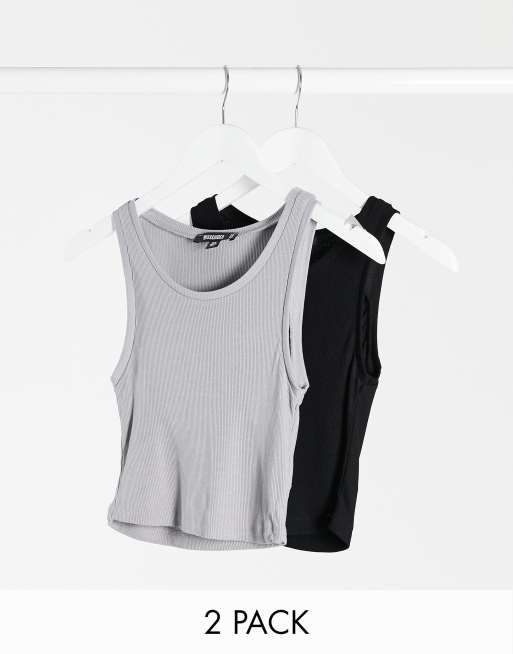 Missguided — Sort og grå crop top 2-pak
