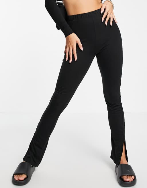 Zwarte Leren Legging Split zwart broeken leggings hem split kopen musthaves  mode 