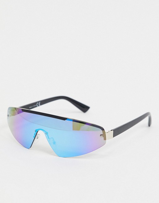 Missguided sports visor sunglasses in black