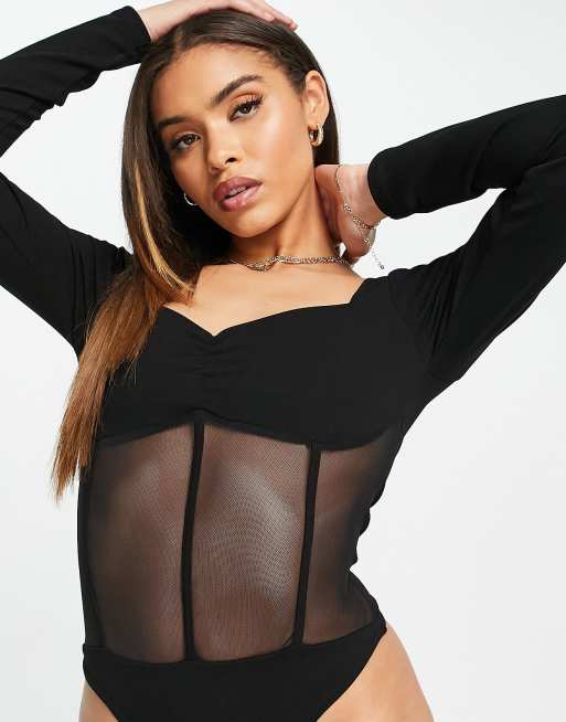 Mesh cheap panel bodysuit