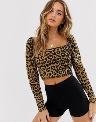 Missguided square neck crop top with 