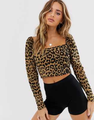 Missguided square neck crop top with 