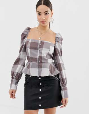 square neck peplum blouse