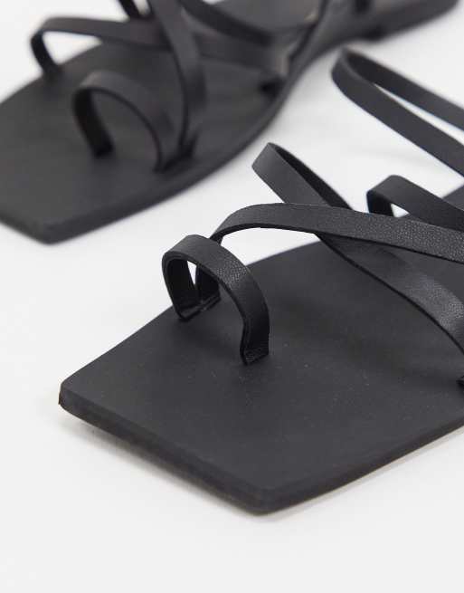 Missguided square toe sandal in black, 2 of 4